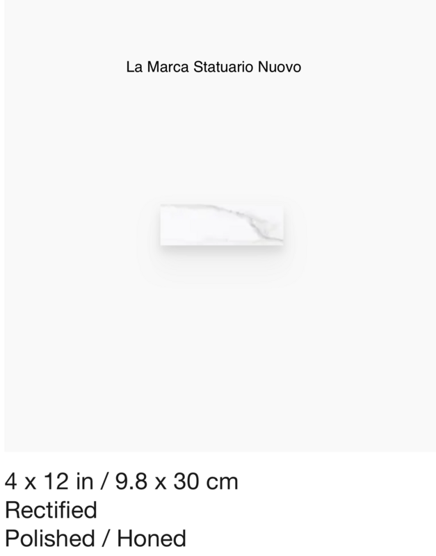 La Marca Series "Statuario Nuovo" 4x12 (Anatolia) $11.64 SQFT