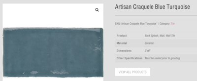Artisan Craquele Blue Turquoise 3x6 (TC) $13.50 SQFT