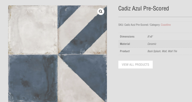 Cadiz Azul Pre-Scored 8x8 (Tileco) $7.30 SQFT