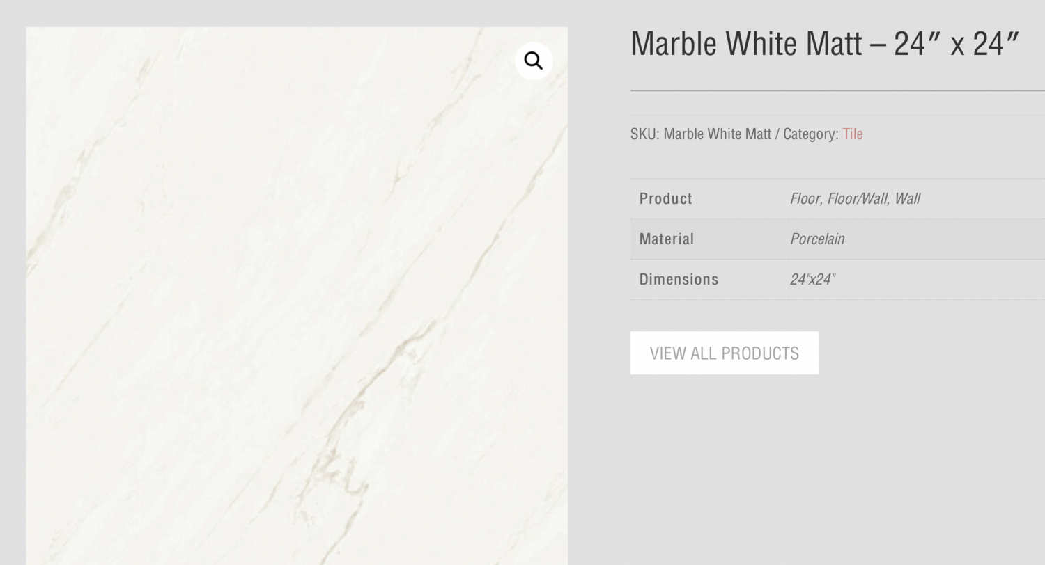 Marble White Matt 24x24 (TC) $10.46 SQFT
