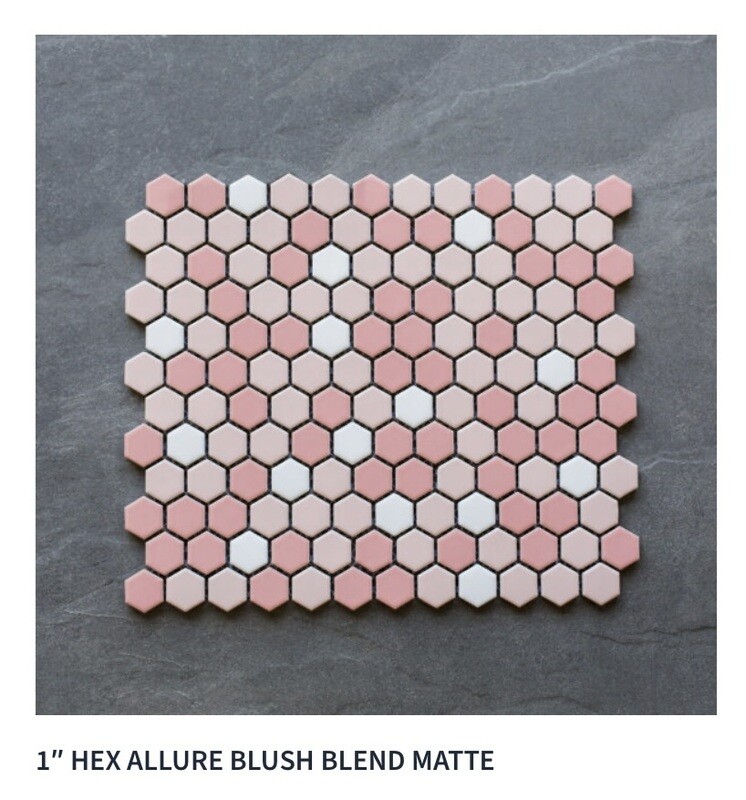 Allure Series 1" Hex Mosaic (Lori London) available in 8 color blends $15.99 SQFT