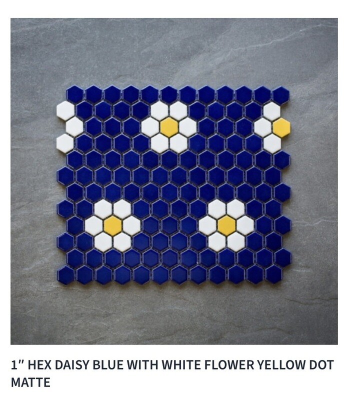 Daisy Series 1" Hex Mosaic (Lori London) available in six color blends $12.99 SQFT