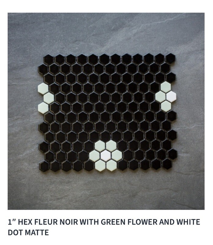 Fleur Noir Series 1" Hex Mosaic (Lori London) available in five color blends $12.99 SQFT