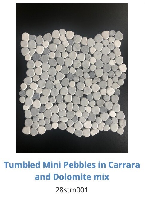 Tumbled Mini Pebbles in Carrara &amp; Dolomite Mix - 28STM001 (DZN) $15.58 SQFT