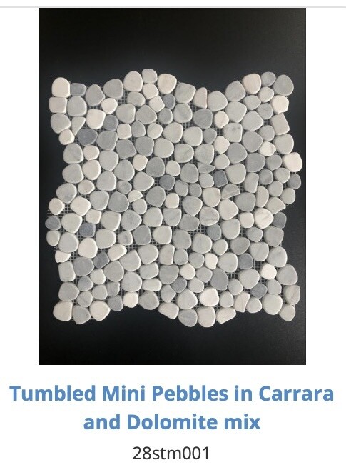 Tumbled Mini Pebbles in Carrara & Dolomite Mix - 28STM001 (DZN) $15.58 SQFT