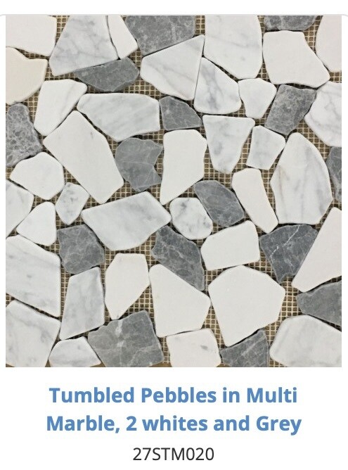 Tumbled Pebbles in Multi Marble, 2 Whites & Grey - 27STM020 (DZN) $13.56 SQFT