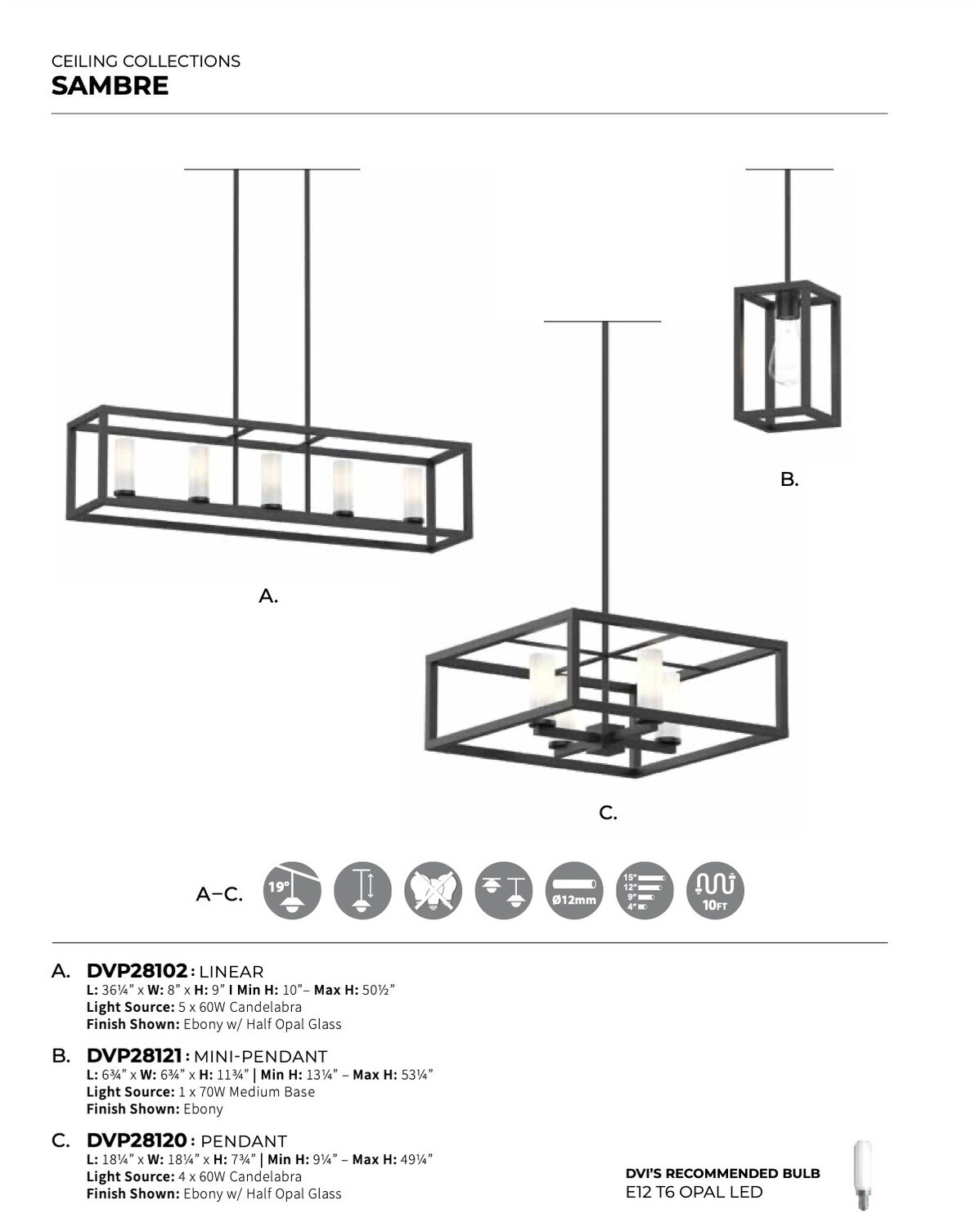 Sambre Linear Chandelier Small - DVP28102