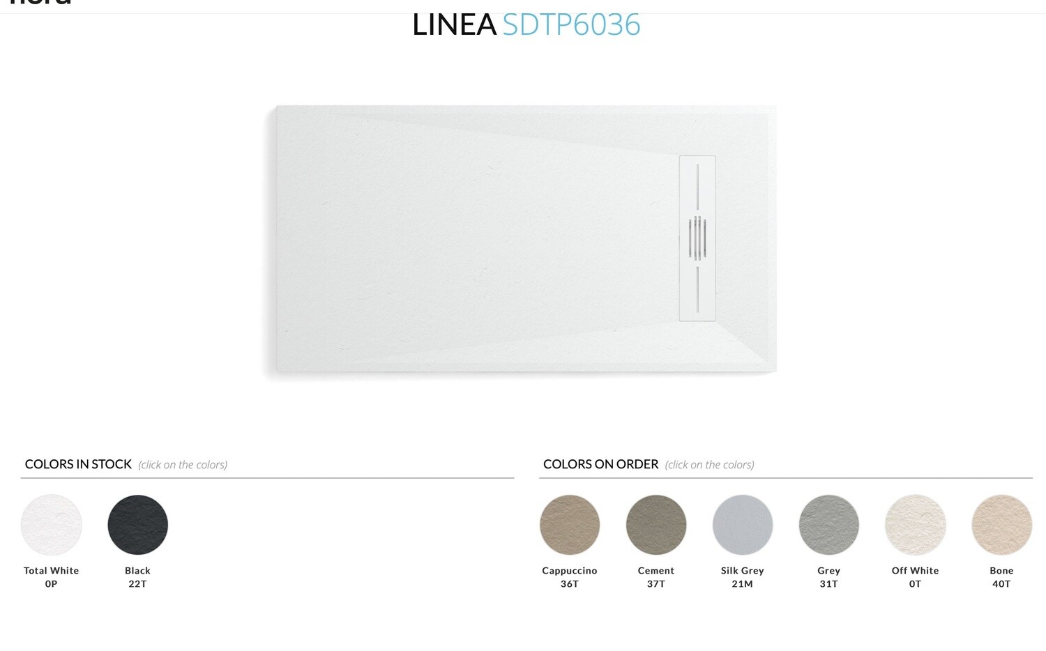 Fiora Linea Series Shower Base 60x36 - available in total white, black, cappuccino &amp; cement