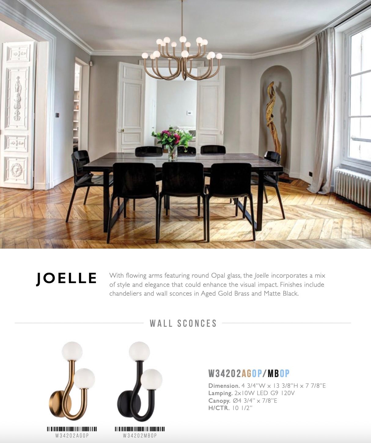 Joelle Wall Sconce W34202AGOP/W34202MBOP
