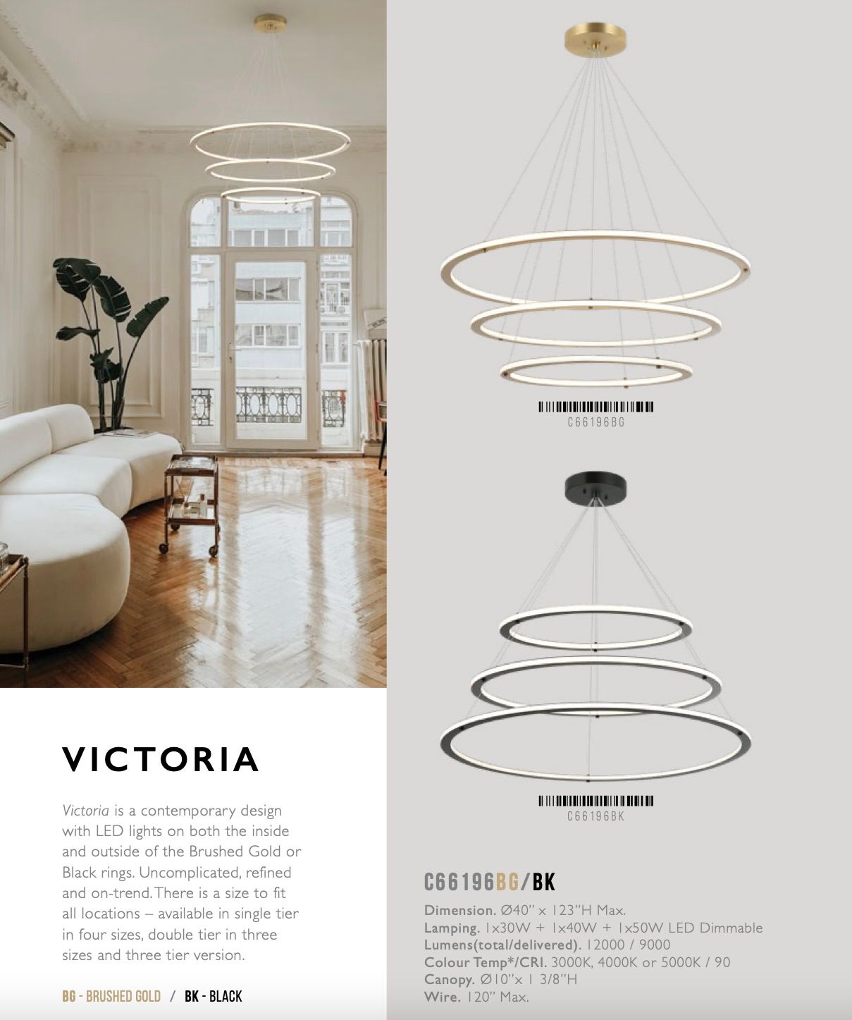 Victoria Pendant C66112BG/BK