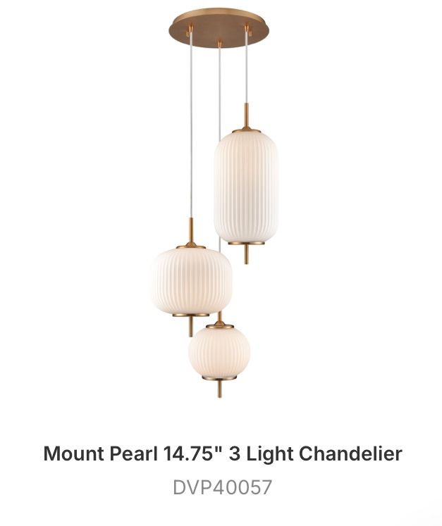 Mount Pearl 14.75&quot; 3 Light Chandelier - DVP40057