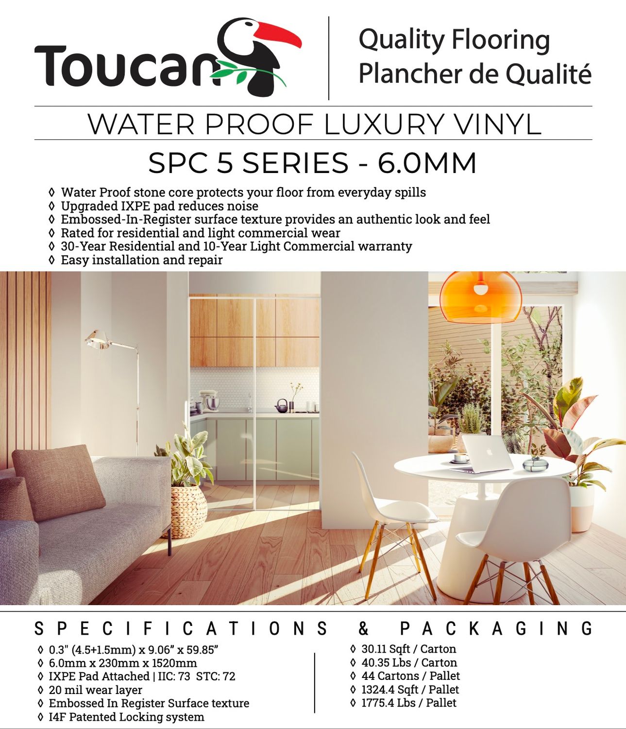 Water Proof Luxury Vinyl SPC5 Series - 6.0mm