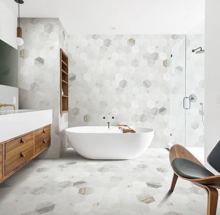 Valentino Bianco 6&quot; Hexagon Honed Mosaic (GD) $21.50 SQFT