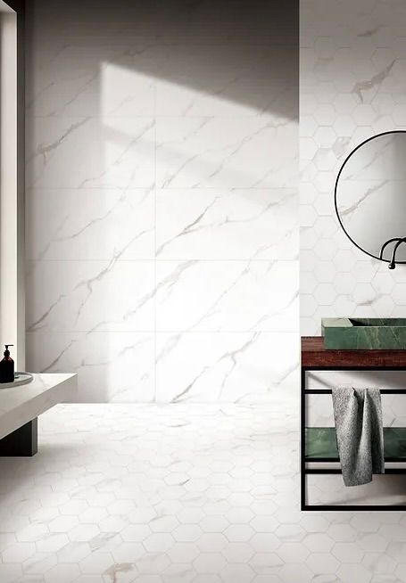 Porcelain-K Nuvo Carrara 4&quot; Hexagon Honed Mosaic (GD) $14.58 SQFT