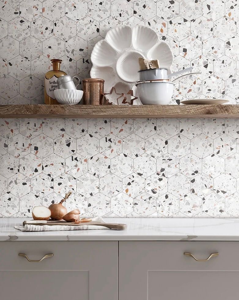 Allegro Cemento 3&quot; Hexagon Terrazzo Mosaic (GD) $25.90 SQFT