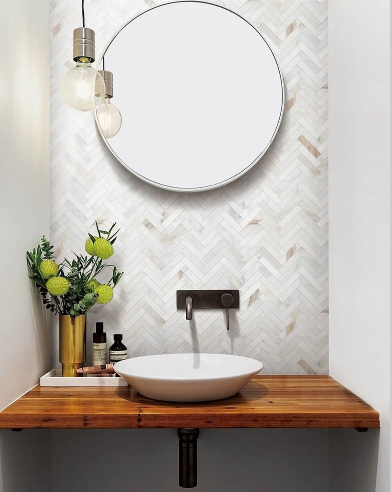 Valentino Bianco 1&quot;x4&quot; Herringbone Marble Mosaic (GD) $18/pc