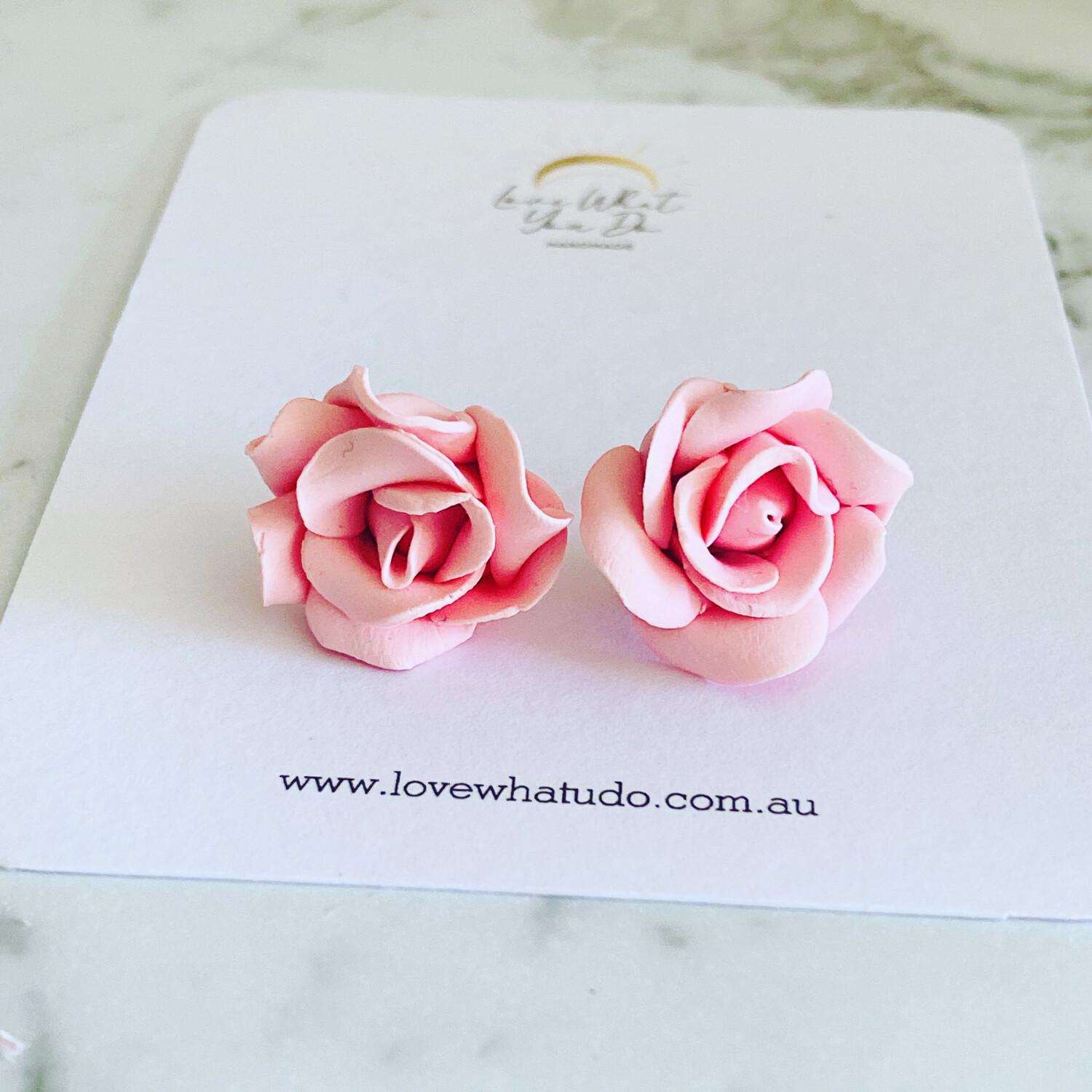Soft Pink Rose Stud Earrings