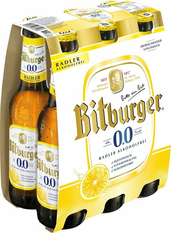 Bitburger Radler 0,0 6er  6 x 0,33 Ltr.