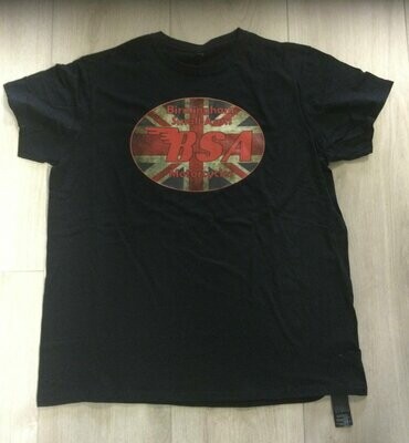 T-shirt met BSA logo op Engelse vlag voorzijde. Nieuwe collectie. Maat L.