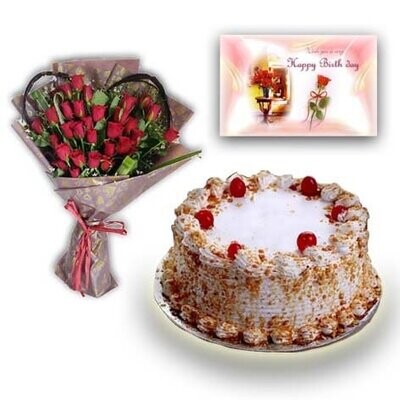 Combo - BS Cake , Flowers bouquet