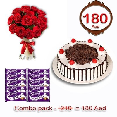 Combo - BFC cake,  Dairy milk bars with flowers