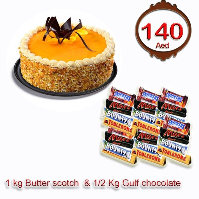 Combo -Butter scotch cake with 1/2 kg Bar chocolates