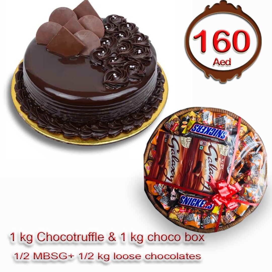 Combo -Choco truffle cake with 1/2 kg Bar chocolates and 1/2 kg loose chocolates
