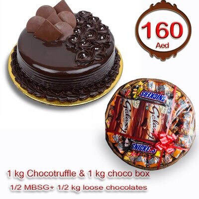 Combo -Choco truffle cake with 1/2 kg Bar chocolates and 1/2 kg loose chocolates