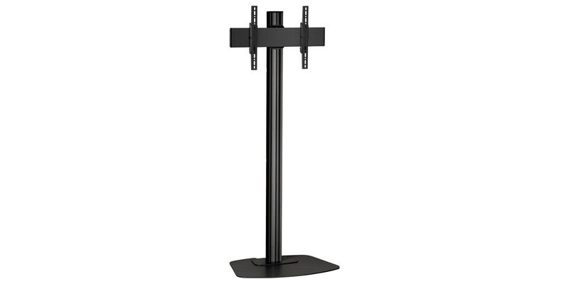 Vooraanzicht van de Optoma OPT1565 FS vloerstandaard met gemonteerd 65-inch display