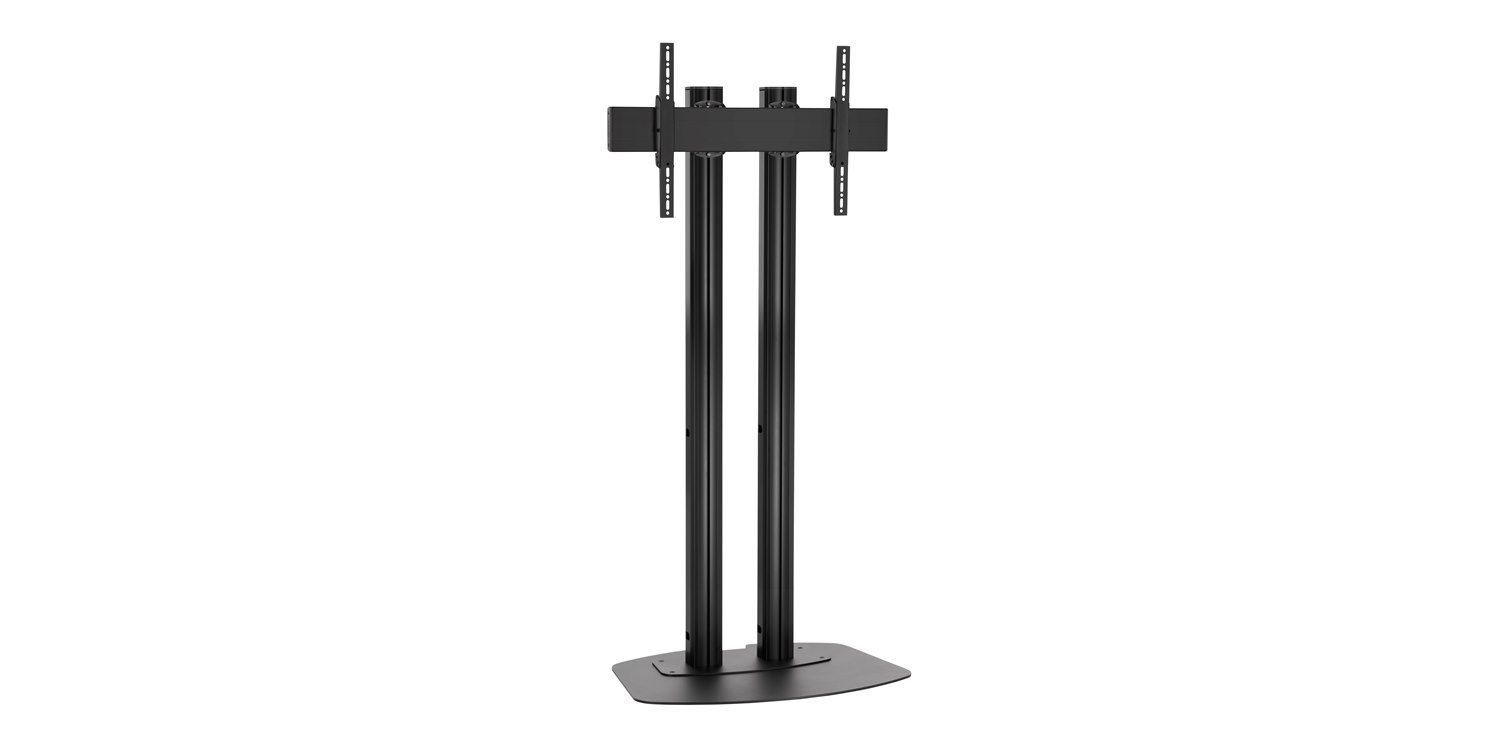 Vooraanzicht van de Optoma OPT1598 FS vloerstandaard met gemonteerd 75-inch display