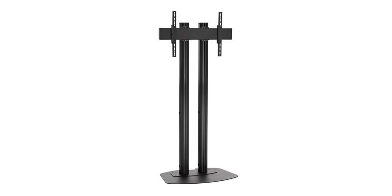 Vooraanzicht van de Optoma OPT1598 FS vloerstandaard met gemonteerd 75-inch display
