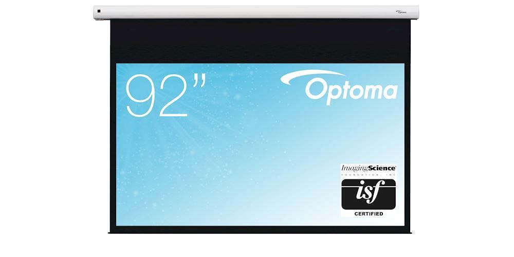Vooraanzicht van het Optoma DE-9092EGA elektrisch projectiescherm