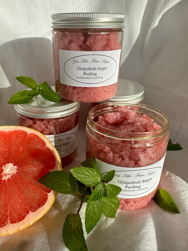 Natürliches Zucker Honig Peeling  Grapefruit Minze, umweltfreundliche Verpackung PET aus Recyclingmaterial