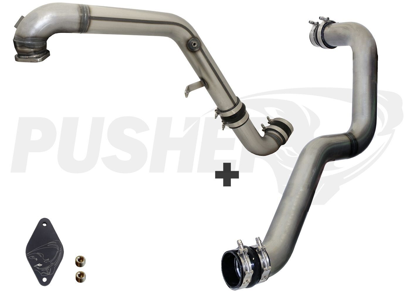 Pusher Max HD Charge Tube Package for 2011-2016 Duramax LML Trucks, Powder Coat: Natural Finish - Requires coating prior to installation (Add 1-2 Week Lead Time)