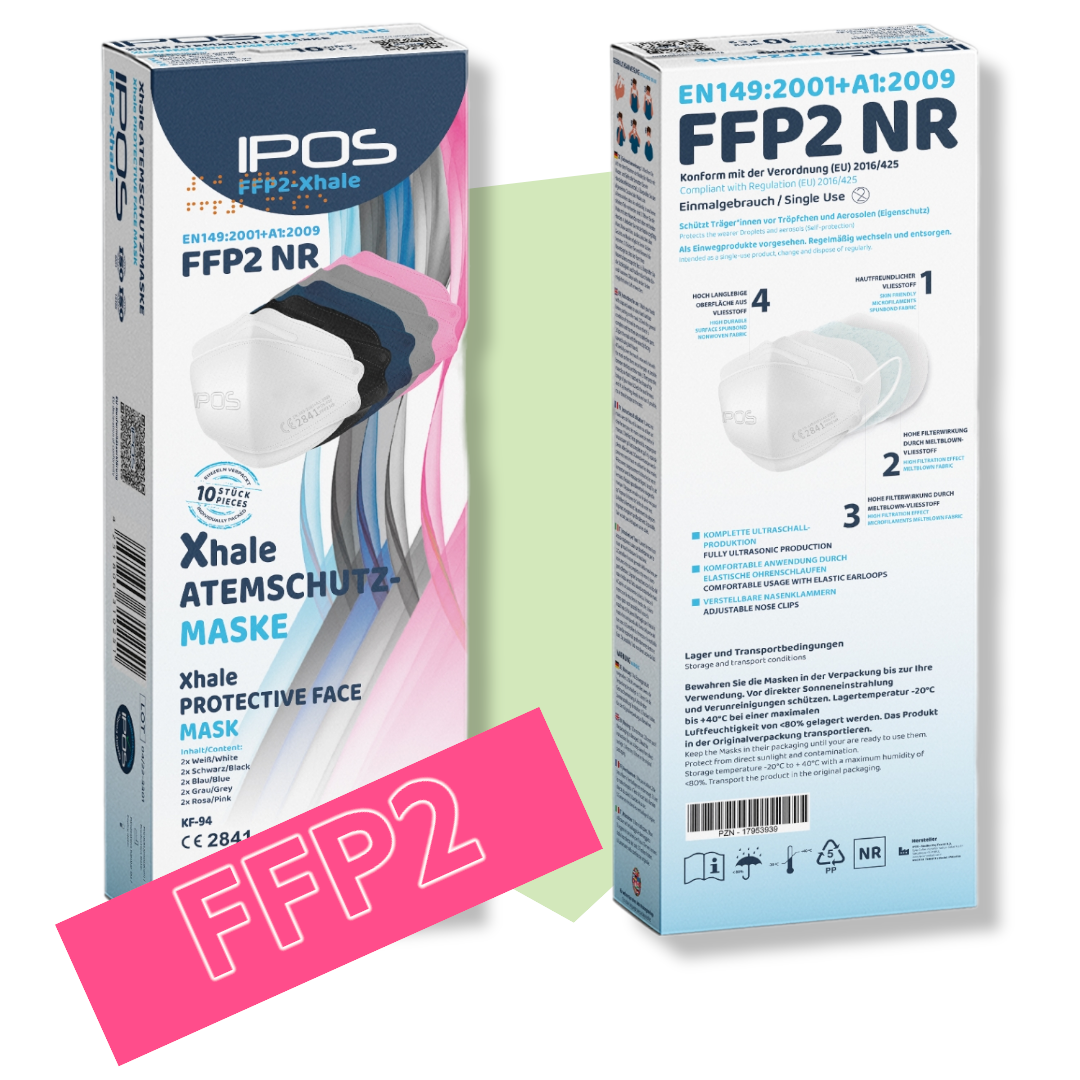 Farbige Atemschutz Maske Xhale FFP2 IPOS Medical, 10 Stk.