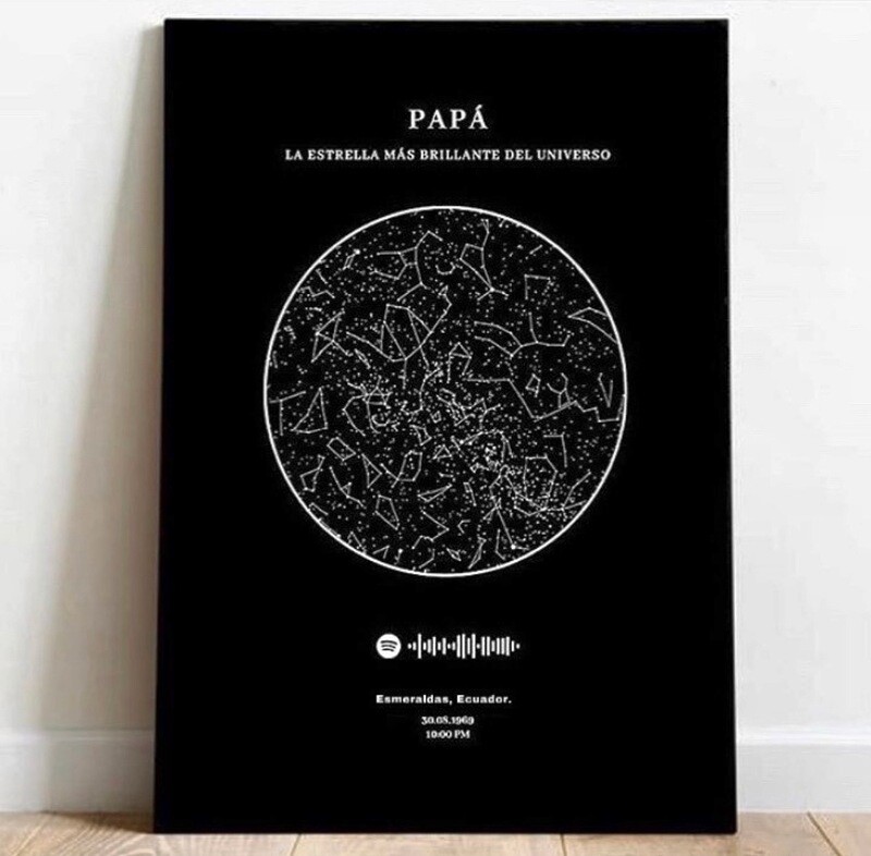 Mapa estelar en madera