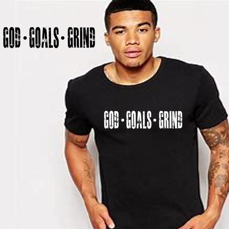 GOD-GOALS-GRIND &quot;BLACK&quot; (UNISEX) SHORT-SLEEVE