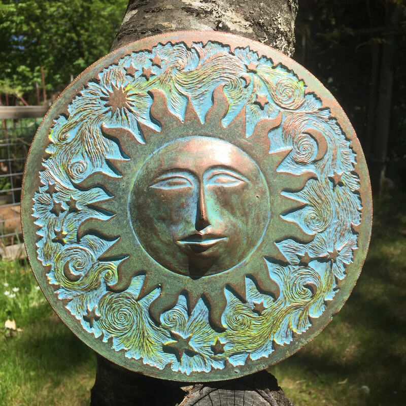 Concrete Sun Garden Plaque