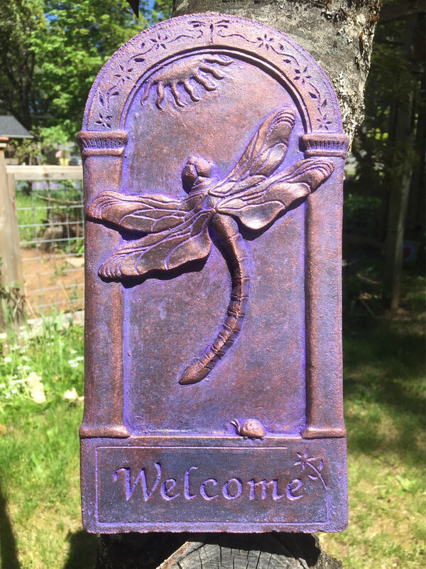 Arched Dragonfly Welcome Plaque