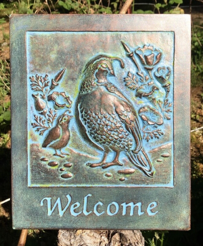 Concrete Quail Plaque
