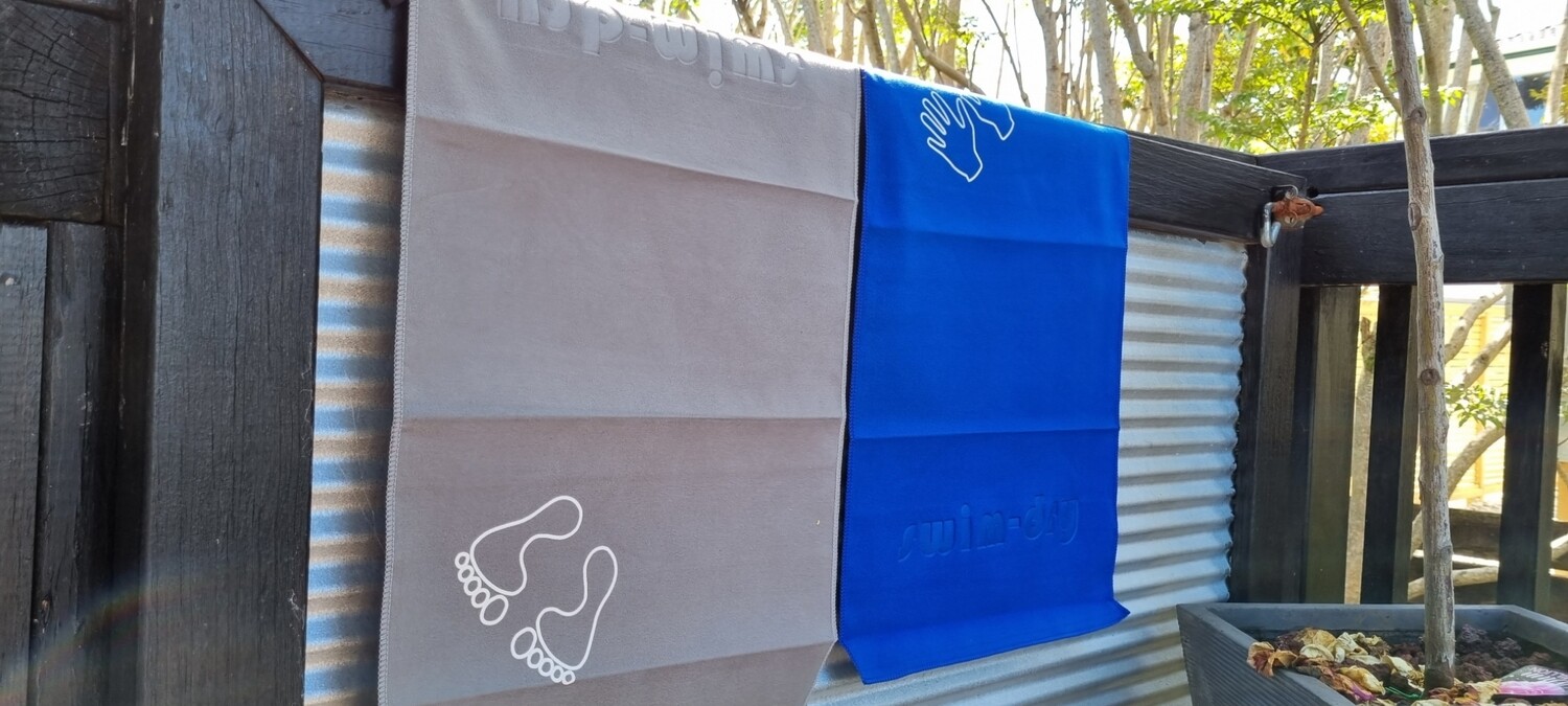 Travel Companion microfiber towel Grey and Navy 2-pack quick-dry Swimdry NZ