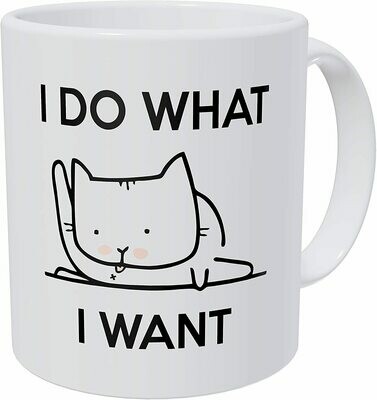Cat I do what I want 15 oz ceramic mug - white color