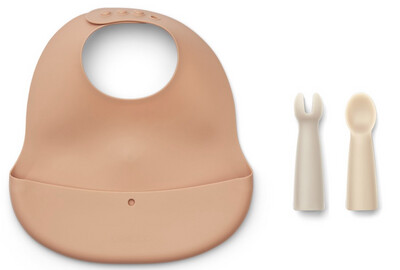 Liewood Aspen Lätzchen &amp; Babybesteck-Set „Rose multi mix“