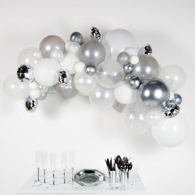 DIY Ballongirlande Silber 66 Ballons