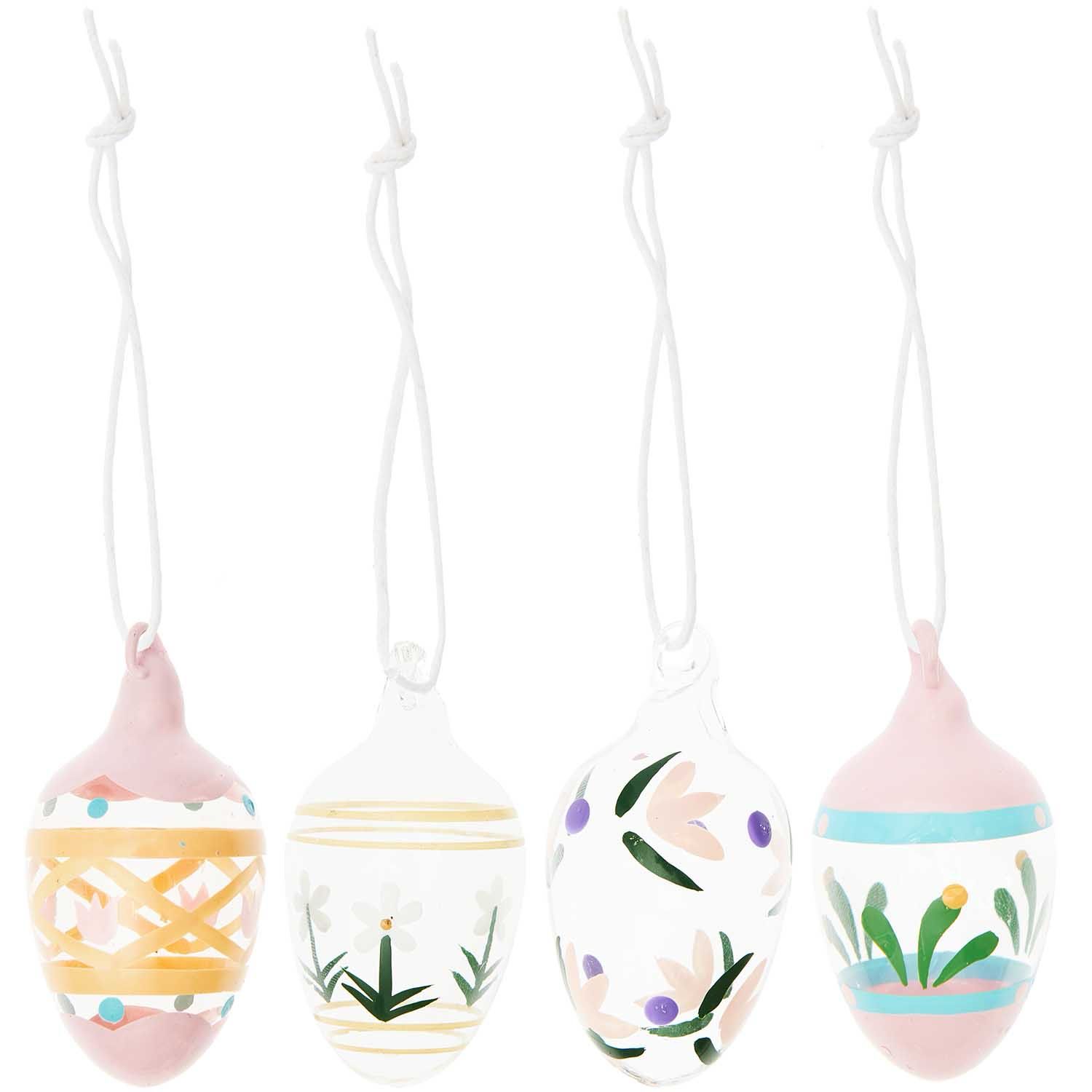 Glas Eier Blumen Handgemalt 4-teilig Ø3X6CM