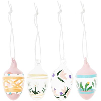Glas Eier Blumen Handgemalt 4-teilig Ø3X6CM