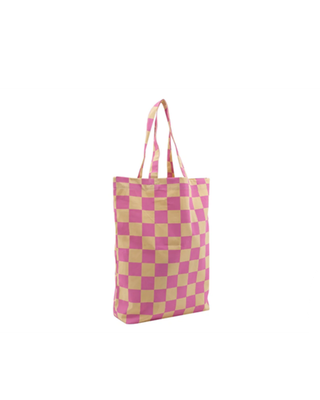 Baumwolltasche - Schachbrett-Vanille + Violett