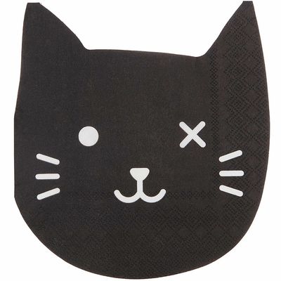 Servietten Katze schwarz 33x33cm 20 Stück