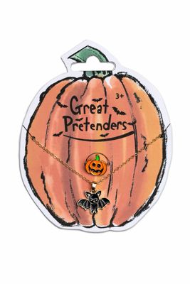 Halloween Schmuck-Set Halskette Fledermaus/Ring Kürbis