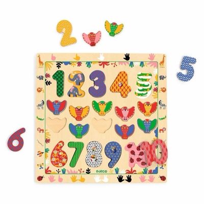 Holzpuzzle: Zahlen 1 - 10